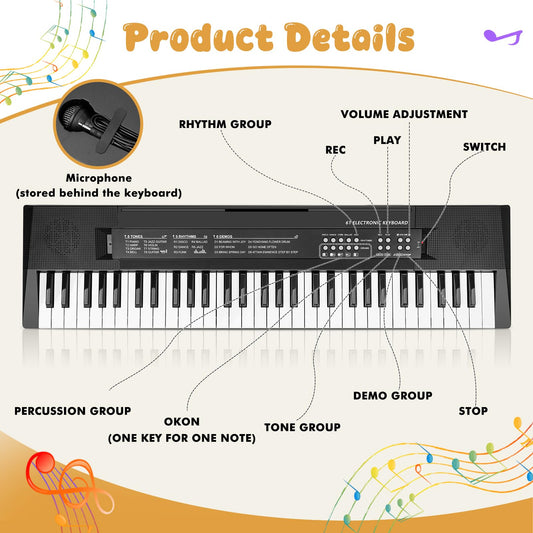 MusicForset kids piano with a microphone inviting singing along.