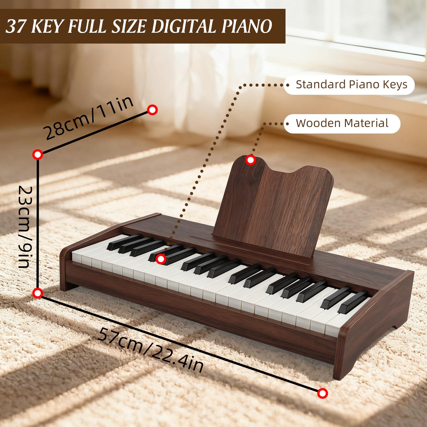 MusicForset kids piano stand provides stable support for easy learning.
