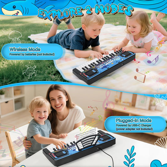 MusicForset kids piano with microphone invites interactive sing alongs and storytelling