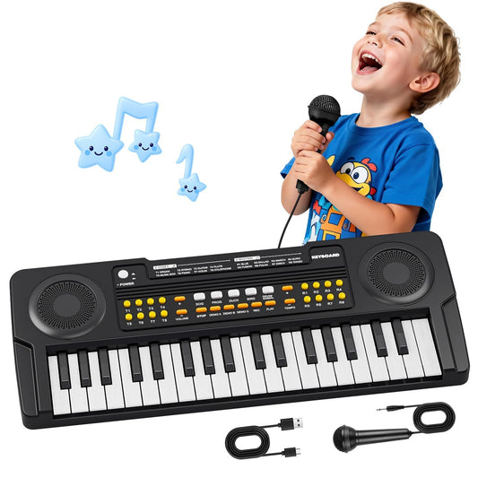 MusicForset upgraded 37-key front view for beginner practice and imaginative play.