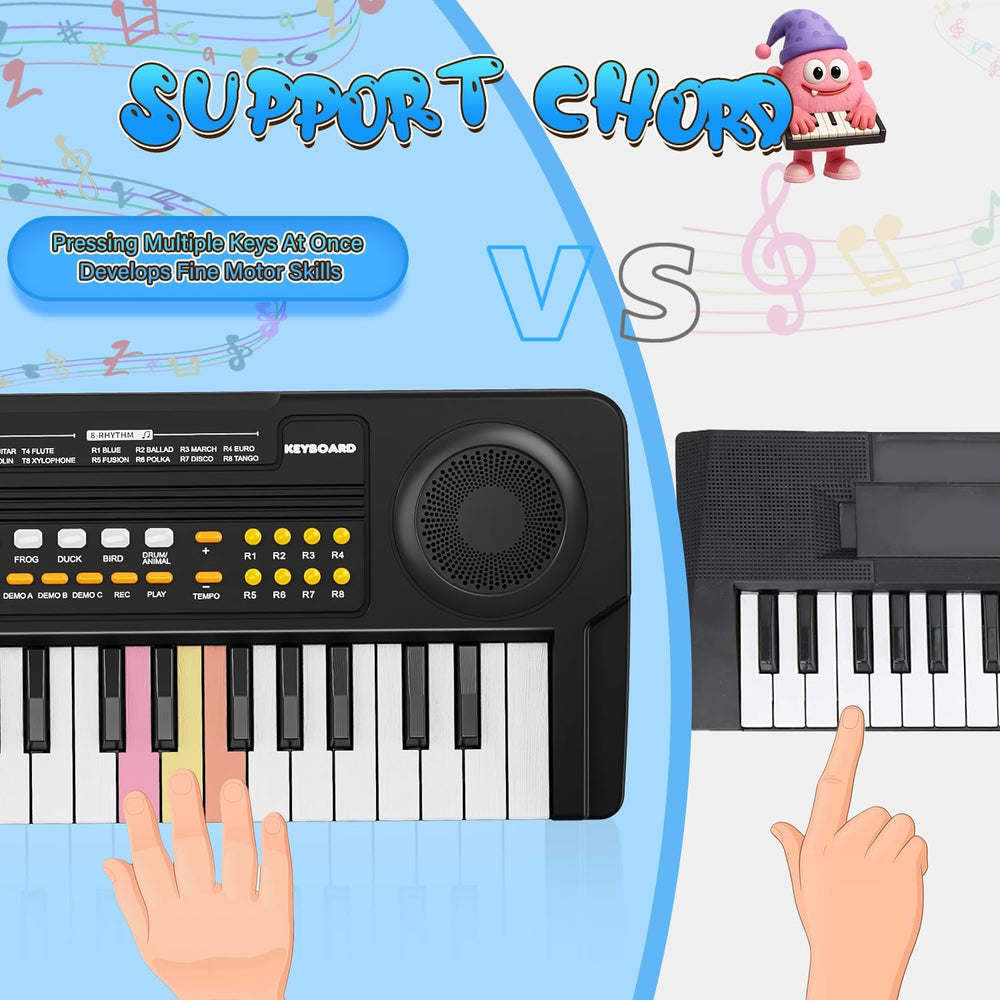 MusicForset upgraded 37-key side view highlighting compact, portable design for travel.