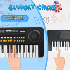 MusicForset upgraded 37-key side view highlighting compact, portable design for travel.