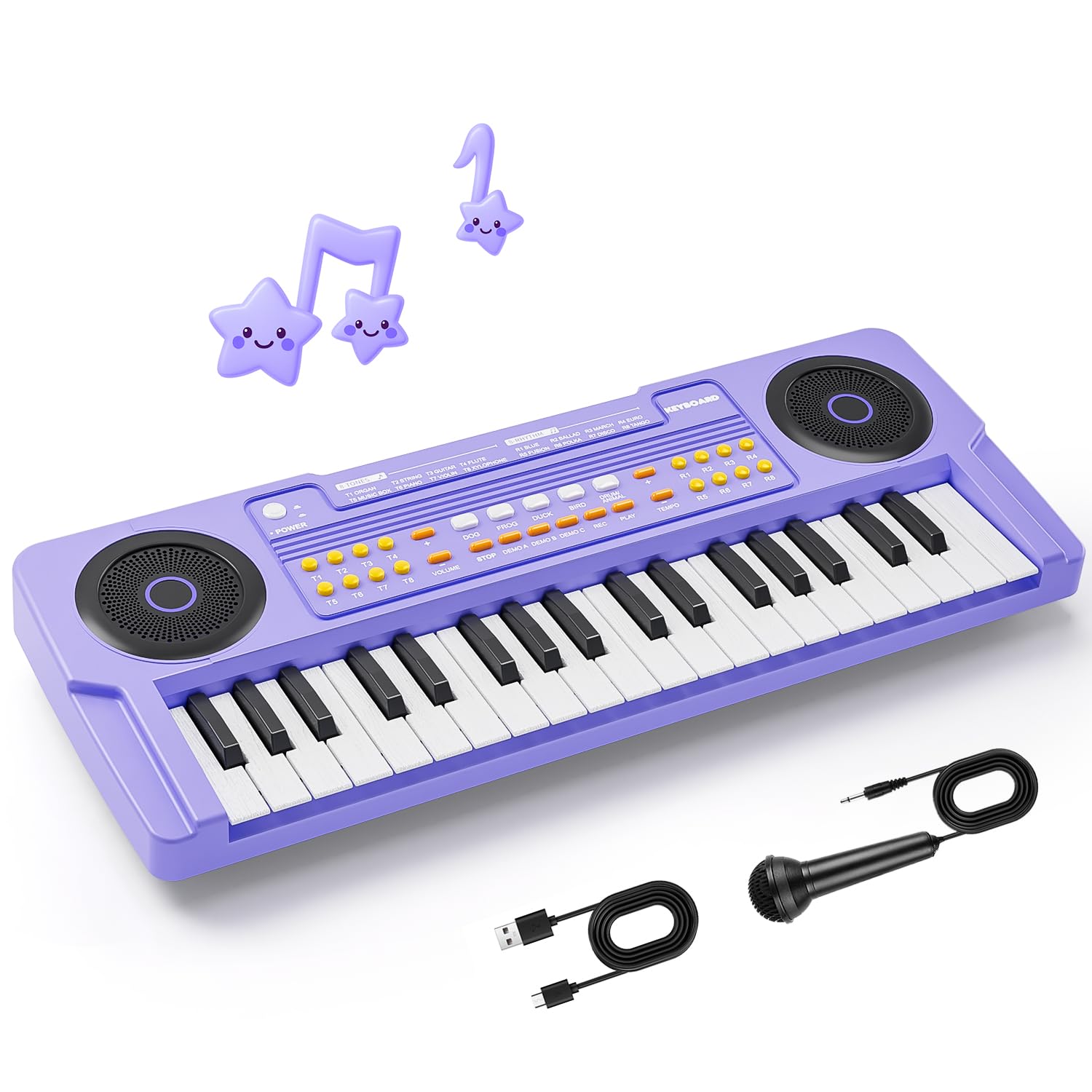 MusicForset upgraded 37-key kids piano, front view, for early musical exploration.