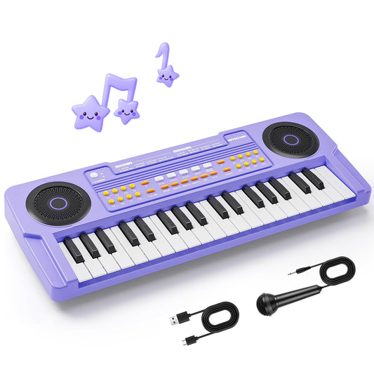 MusicForset upgraded 37-key kids piano, front view, for early musical exploration.