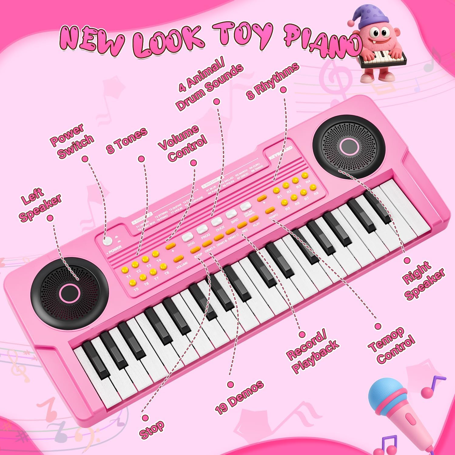 MusicForset birthday gift scene featuring pink keyboard as cheerful surprise for kids.