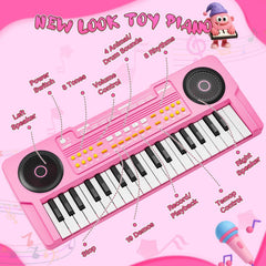 MusicForset birthday gift scene featuring pink keyboard as cheerful surprise for kids.