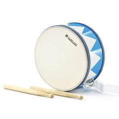 MUSICUBE Kids Drum Set front view showcasing safe wooden construction for toddlers.