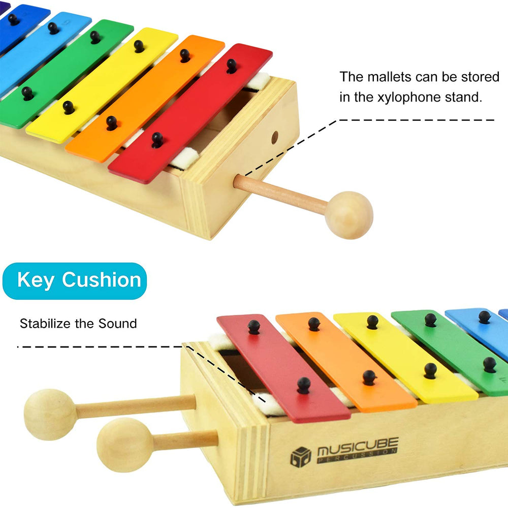 MusicCube xylophone stored in a wooden box, teaching tidiness