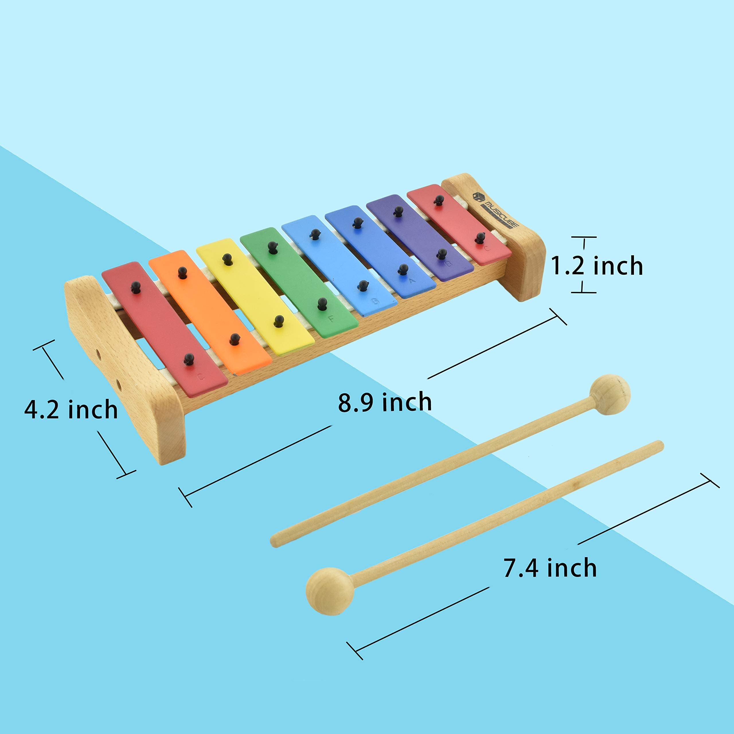 MusicCube xylophone features eco-friendly wood and child-safe materials.