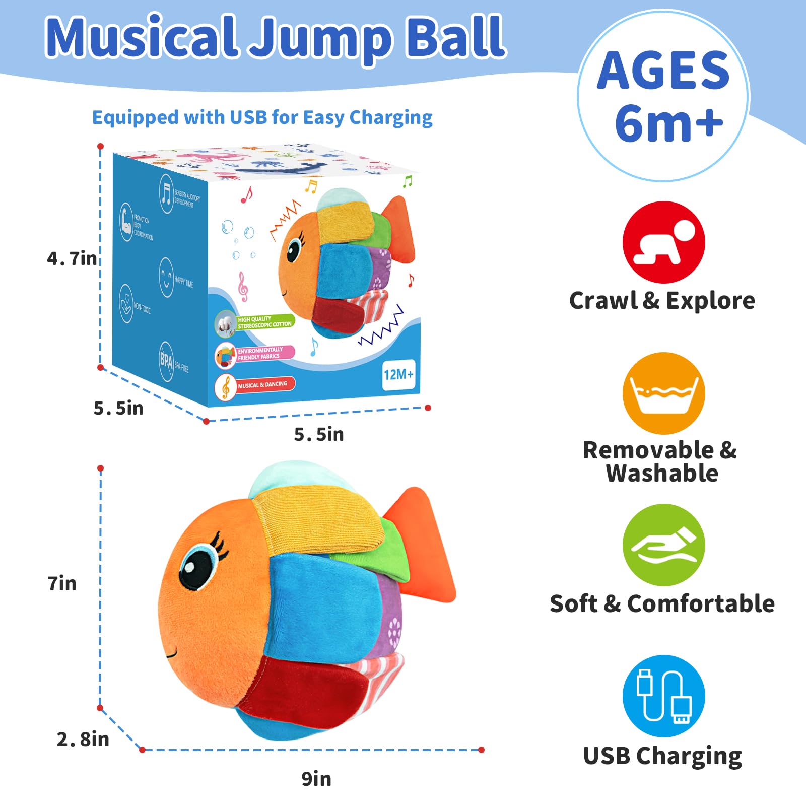 MUUHU Crawling Baby Fish Toy offers 30 songs for musical awareness and interactive fun