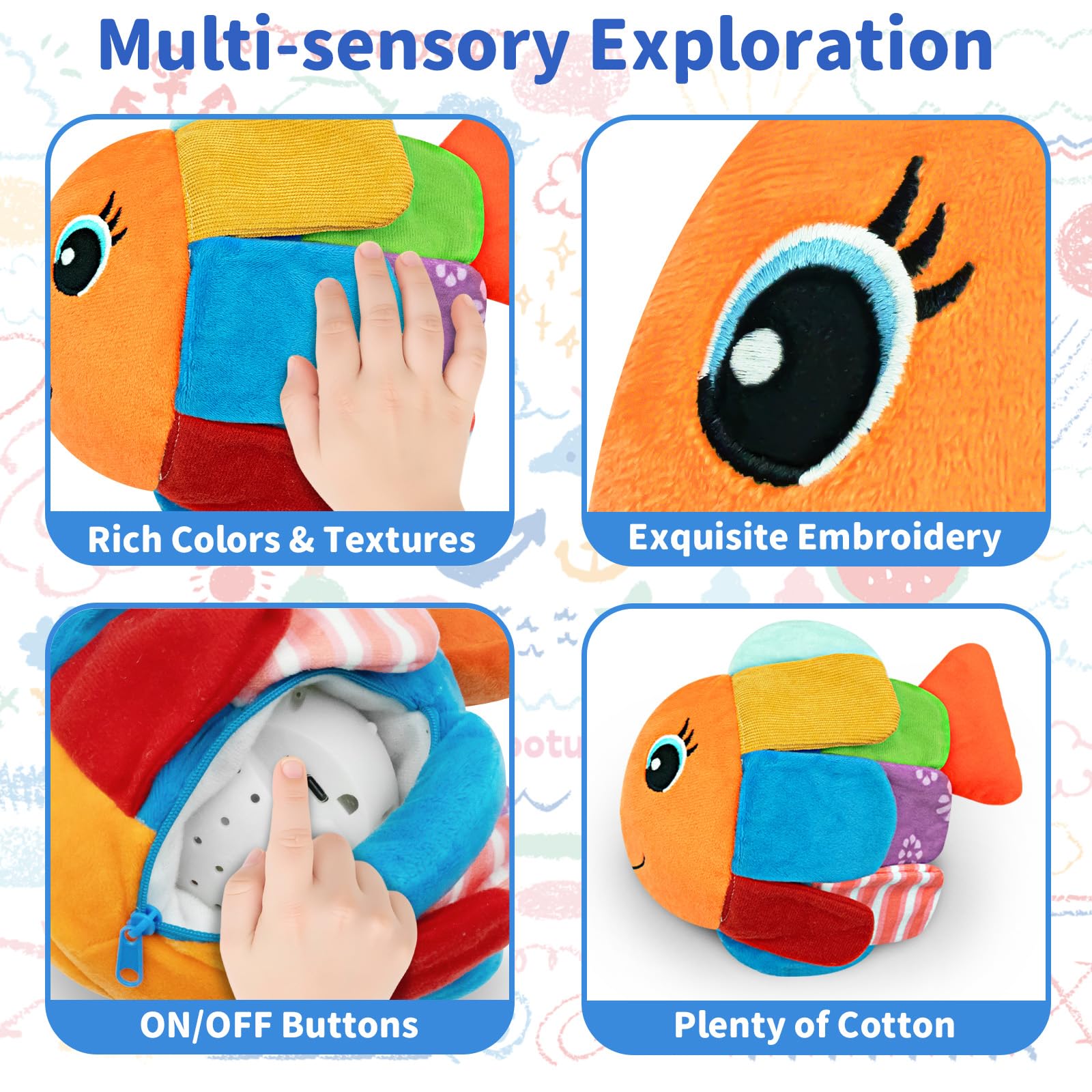 MUUHU Crawling Baby Fish Toy dancing action promotes movement and floor exploration