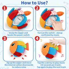 MUUHU Crawling Baby Fish Toy features soft plush fabric ideal for gentle touch and cuddling