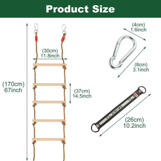 MUXHEL rope ladder hanging between trees for outdoor fun