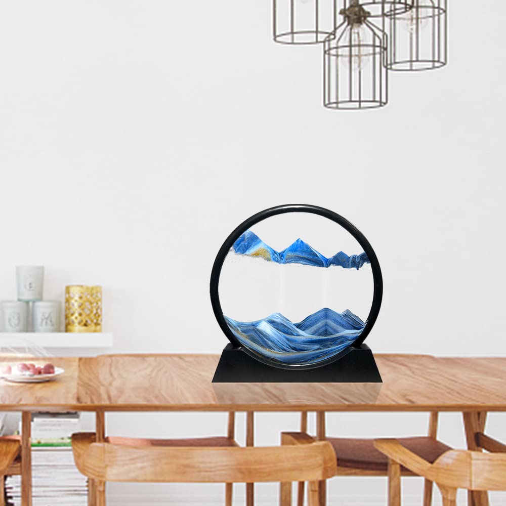 Muyan blue round sand art gift—perfect for art lovers and desk decor