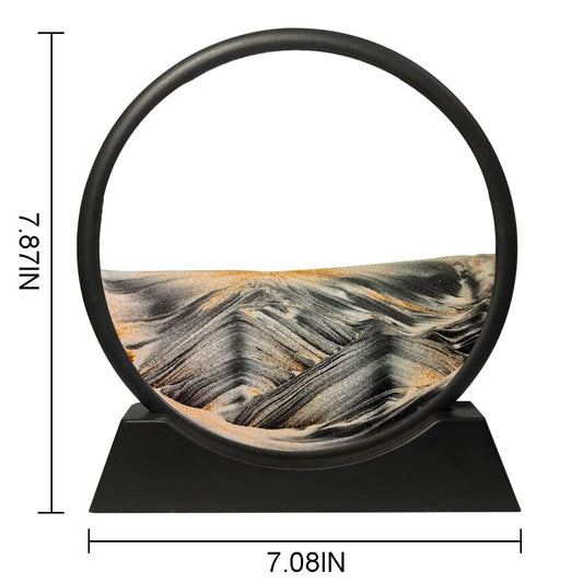 Muyan moving sand art with clear glass shows evolving 3D sand motion.