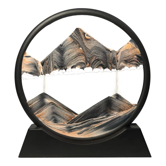 Muyan moving sand art round glass 12inch deep-sea scene promotes calming focus at your desk.