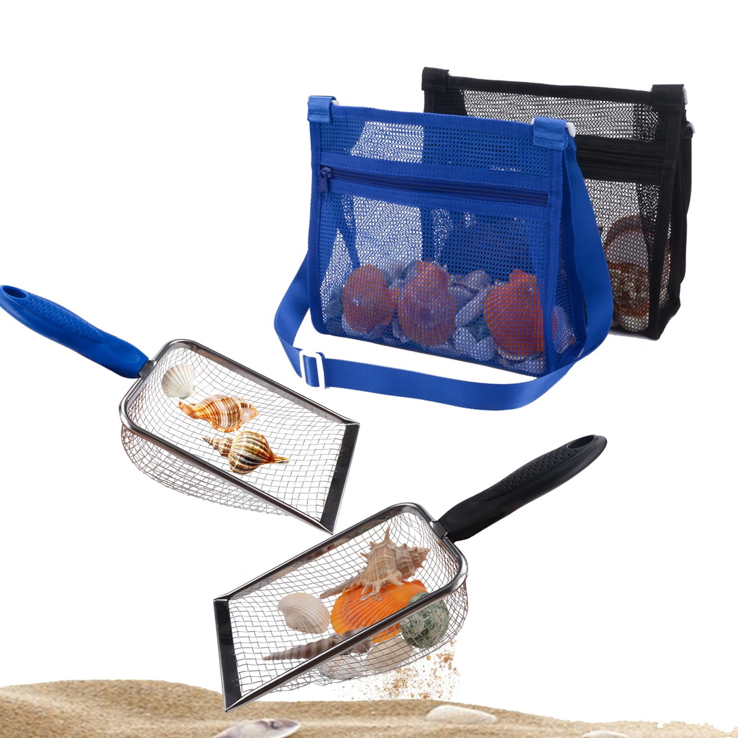 MUYIZI beach mesh shovel with durable stainless steel mesh for easy shell hunting