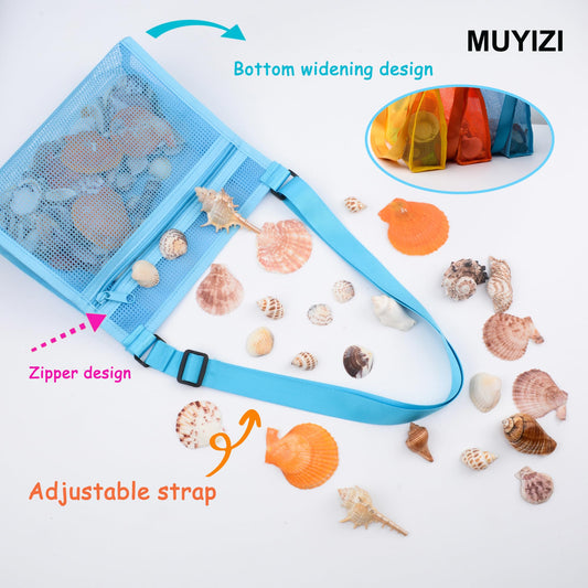 MUYIZI mesh bag in yellow for collecting shells, light and breathable.