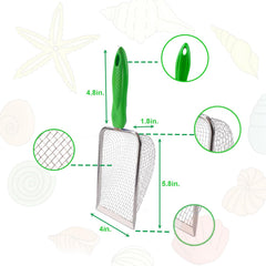 MUYIZI shark teeth dipper demonstrates beach treasure hunting with sturdy mesh.