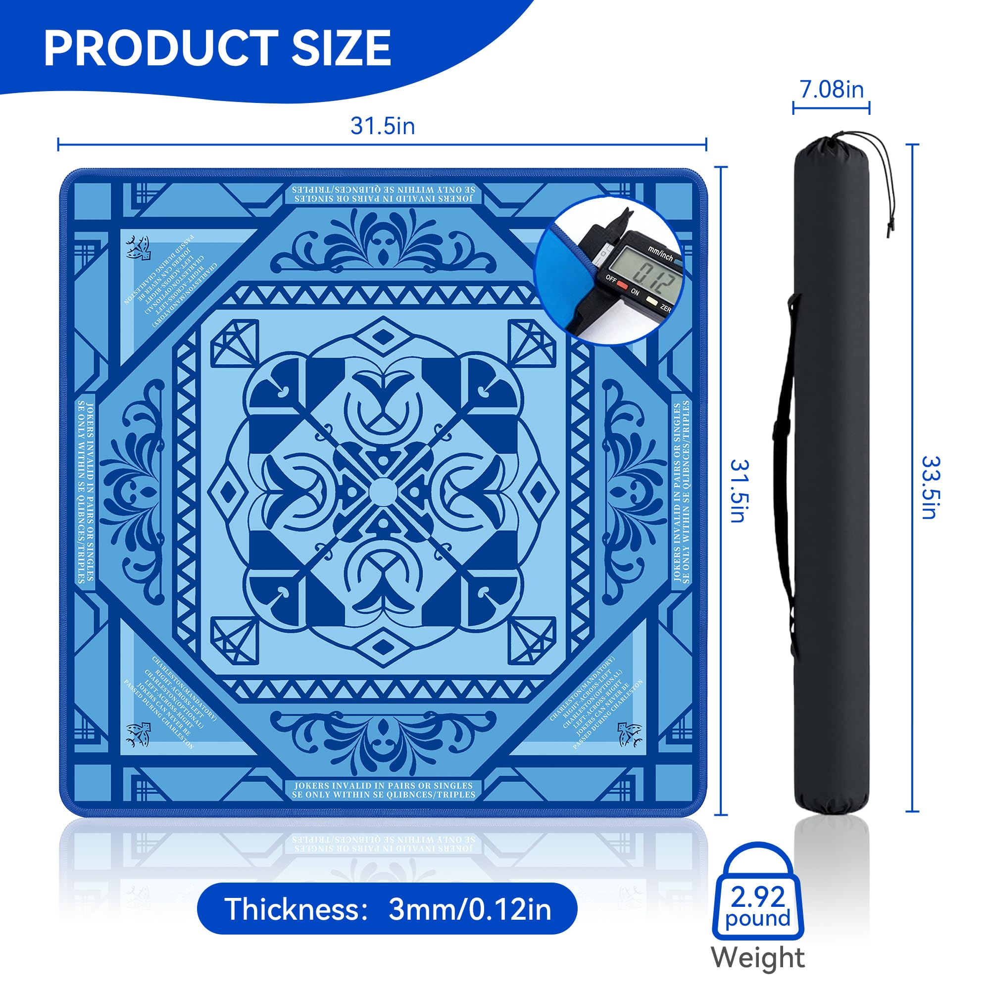 MuyuRise blue anti-slip textured surface keeps tiles in place during fast plays
