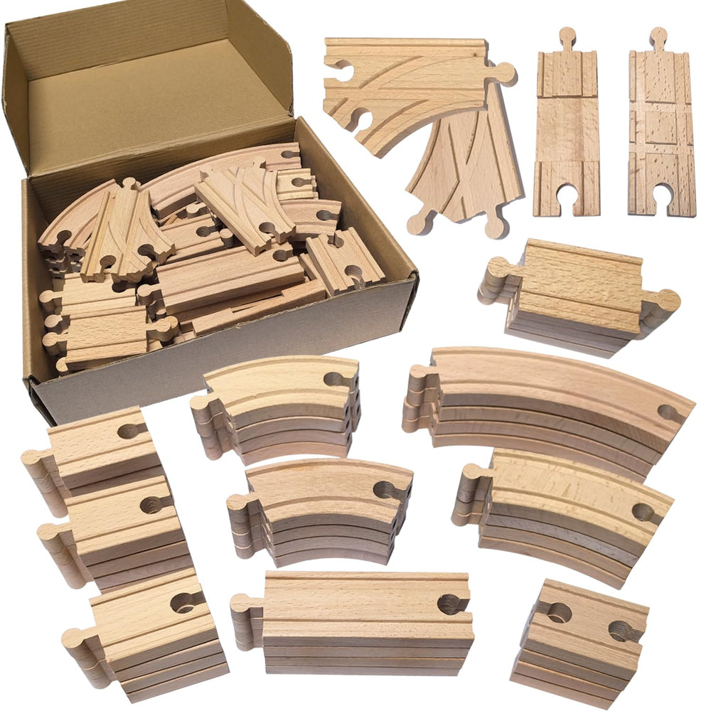 MUYUTOY wooden train track front view for creative play setups