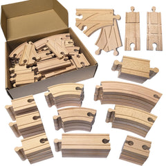 MUYUTOY wooden train track front view for creative play setups