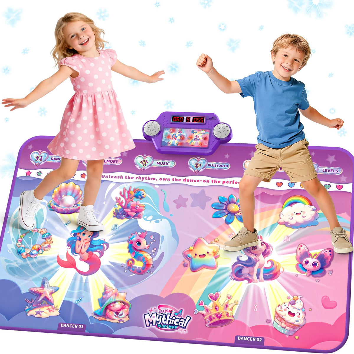 MUZREES Dance Mat with LED unicorn modes for energetic kids' play