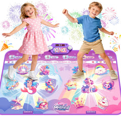 MUZREES extra-large mermaid unicorn dance mat pink sparks imaginative play for kids.
