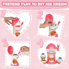 MUZREES ice cream counter with LED light inviting kids to role-play opening shop