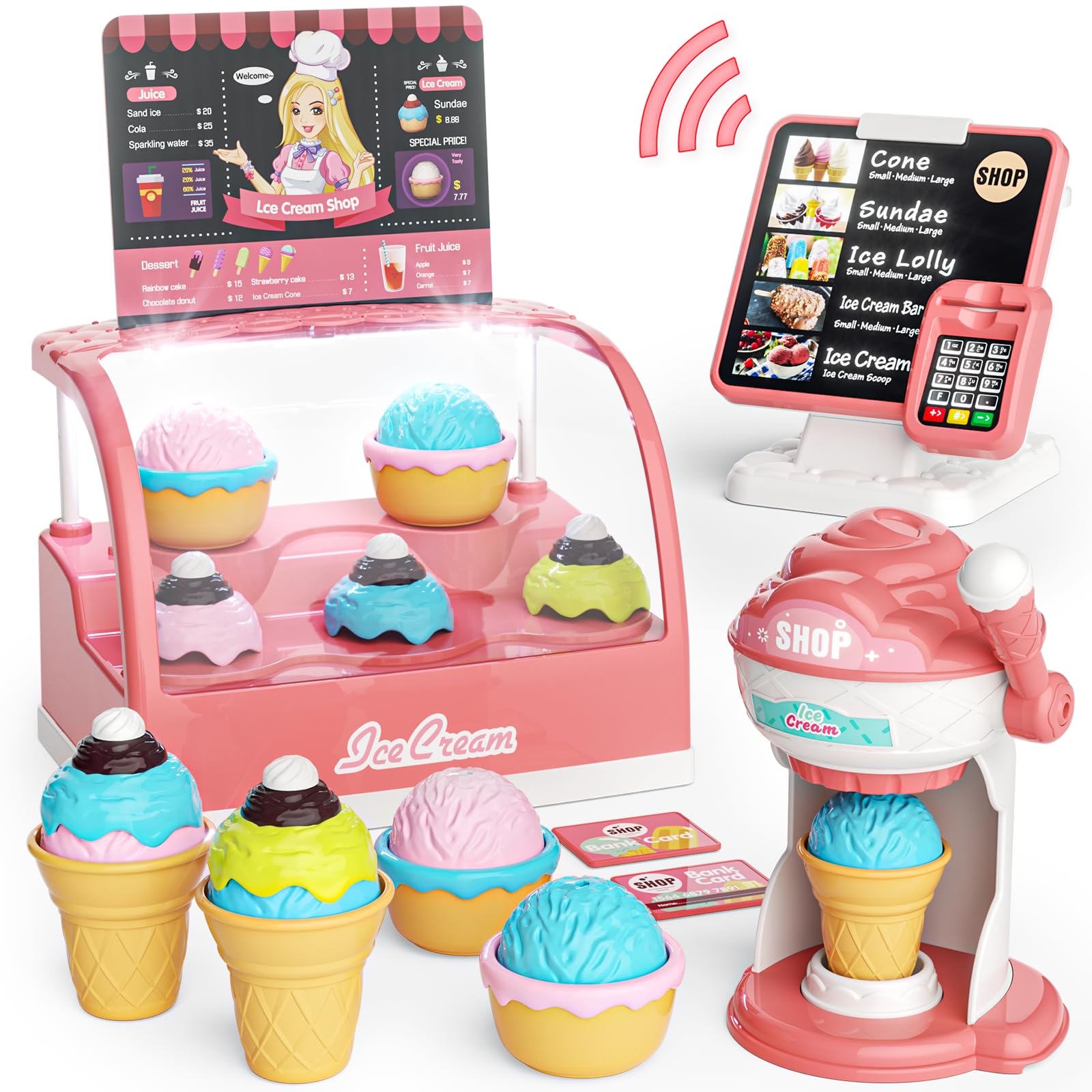 MUZREES ice cream maker assembly for imaginative play and hands-on creativity