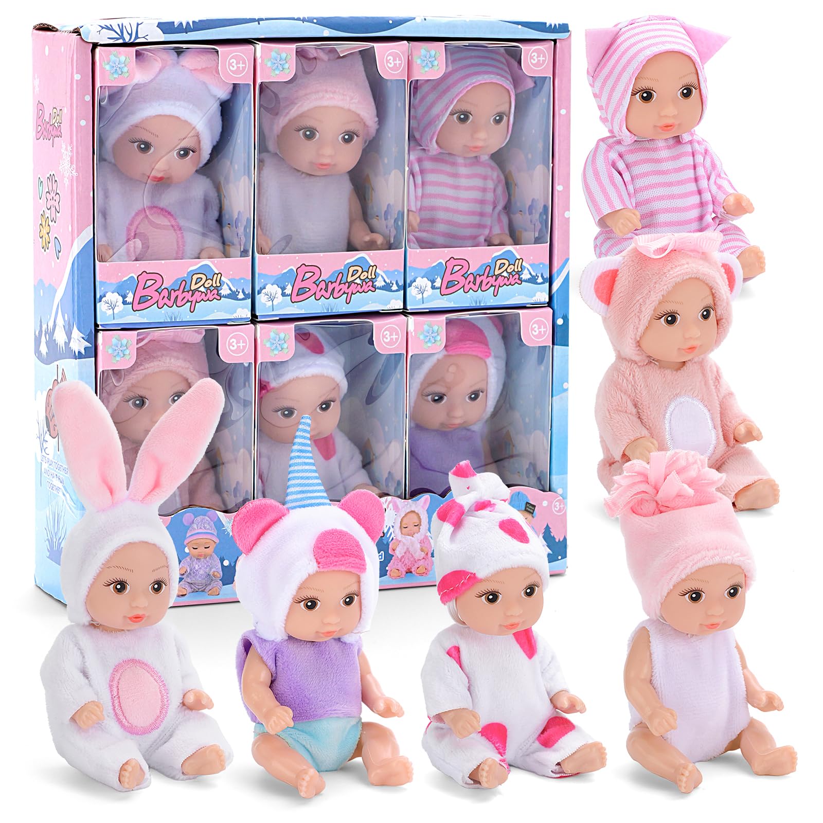 MXSYSHYJ 6-piece pink doll set ready for group play and sharing