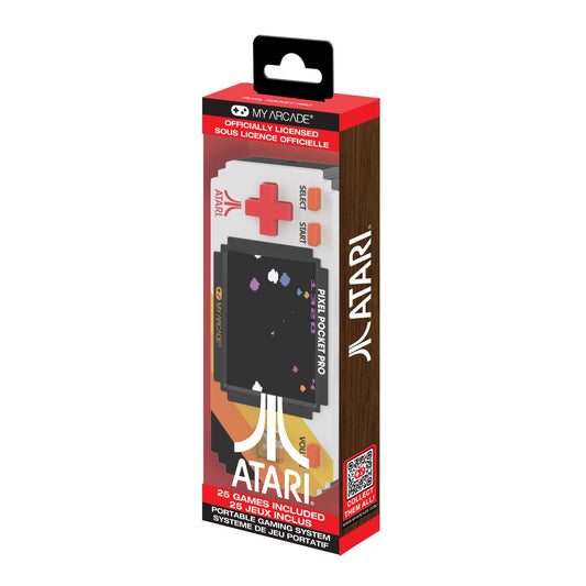My Arcade Atari Pixel Pocket Pro front view highlight portable retro gaming on the go