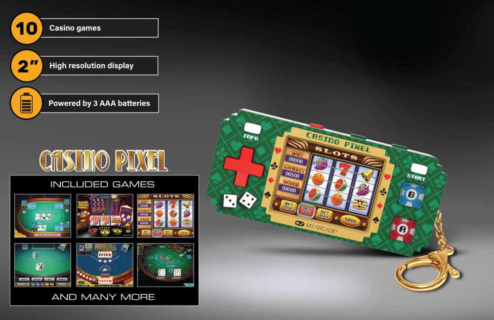 My Arcade Casino Pixel compact dimensions enable pocket-friendly play.