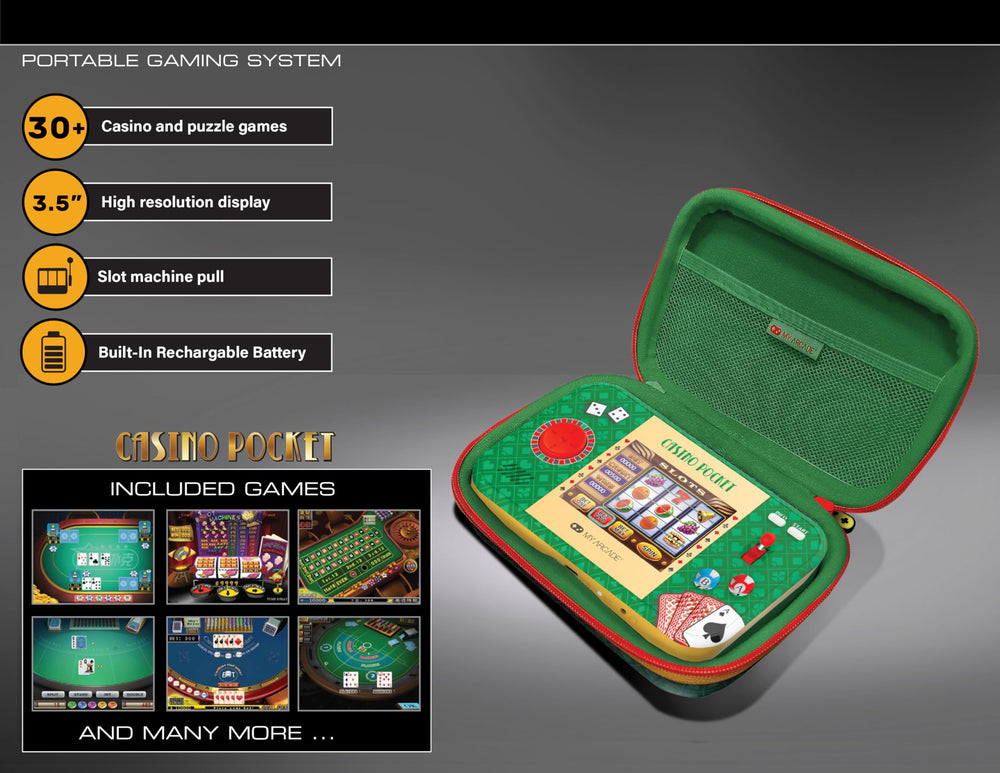 My Arcade Casino Pocket game menu offers 30+ entertaining options.