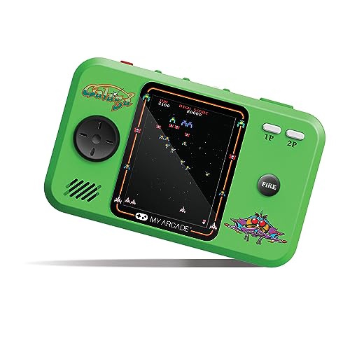My Arcade Galaga game selection screen highlights GALAGA and GALAXIAN for retro action fans.