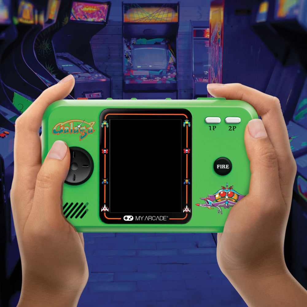 My Arcade Galaga high-resolution 2.75-inch display delivers vibrant retro visuals.