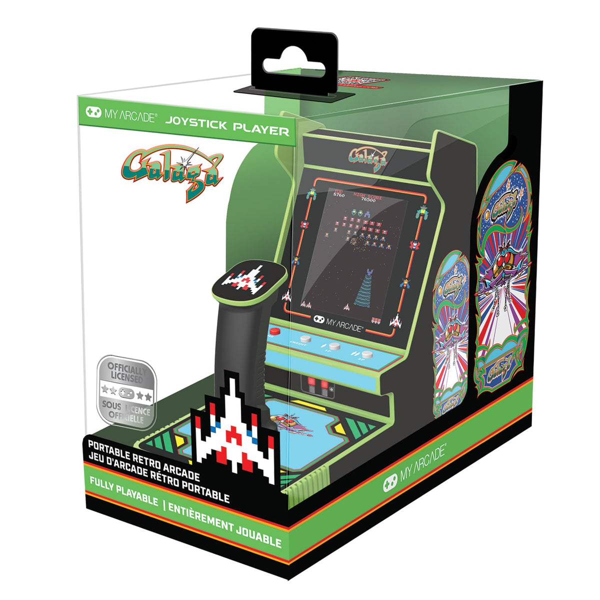 My Arcade Galaga joystick front view for portable retro play.