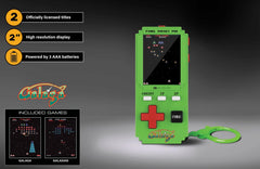 My Arcade Galaga Pixel Pocket Pro battery compartment reveals easy AAA battery access.