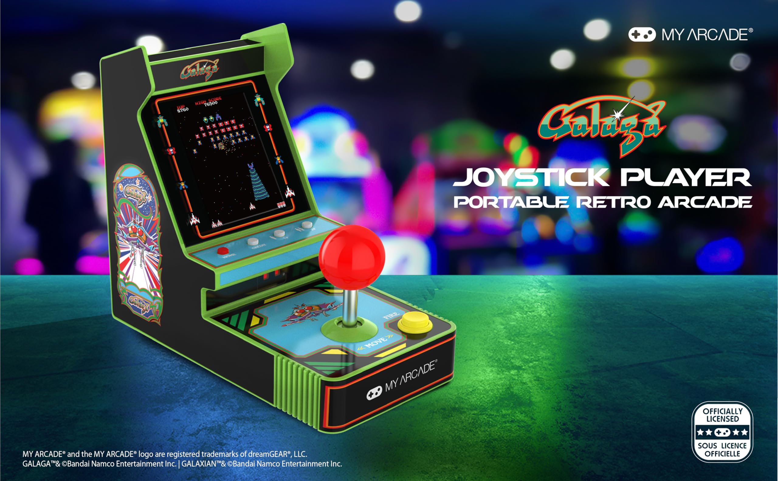 My Arcade Galaga red joystick tactile controls for arcade-style play
