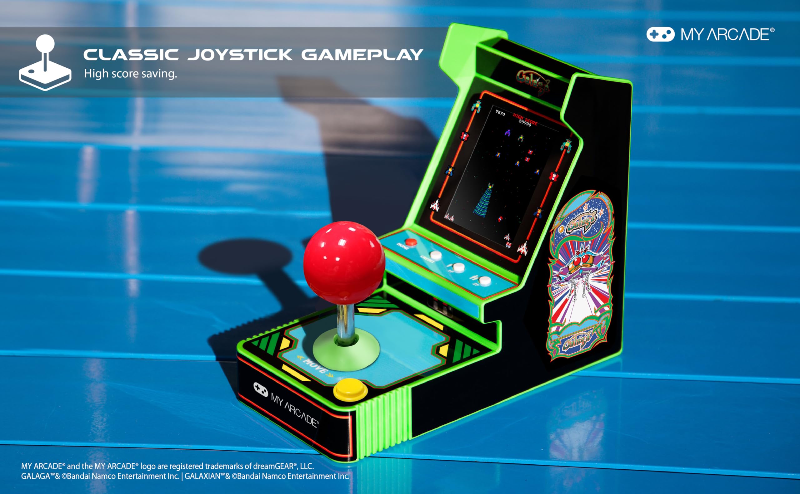 My Arcade Galaga red joystick compact dimensions for easy storage