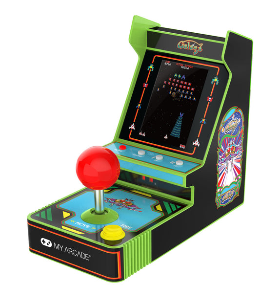 My Arcade Galaga red joystick front view for authentic retro gaming on the go