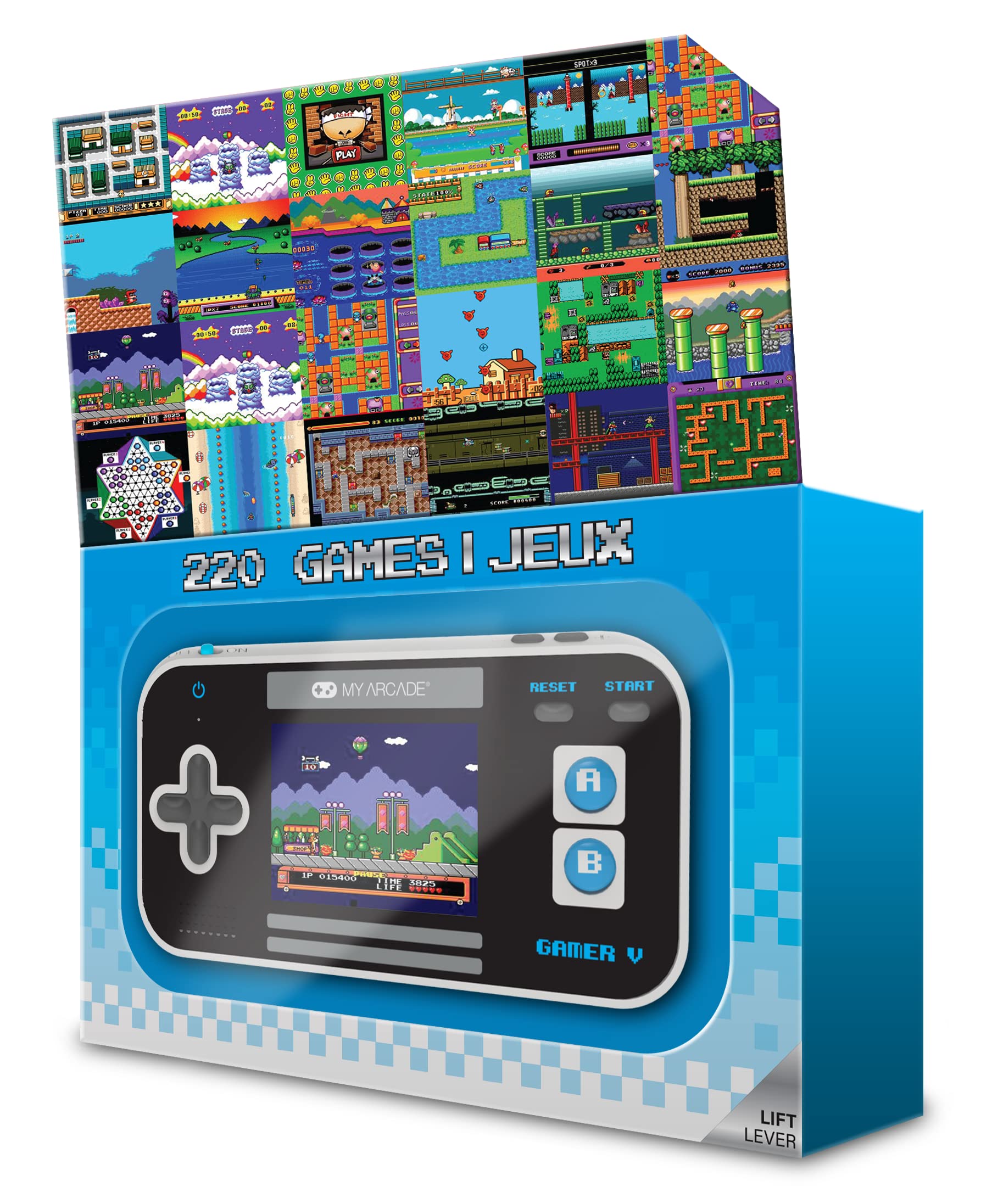 My Arcade Gamer V Classic Blue powered by AAA batteries enables offline play
