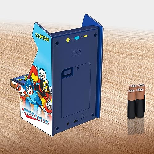 My Arcade Mega Man Micro Player Pro portable power options with battery and USB-C compatibility.