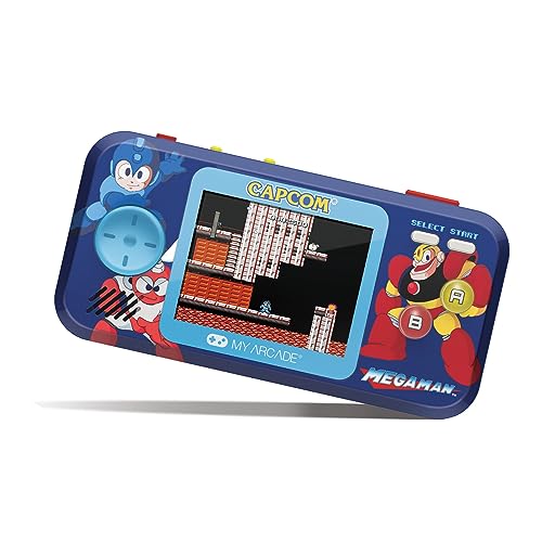 My Arcade Megaman Pocket Player Pro side view highlighting compact handheld design.