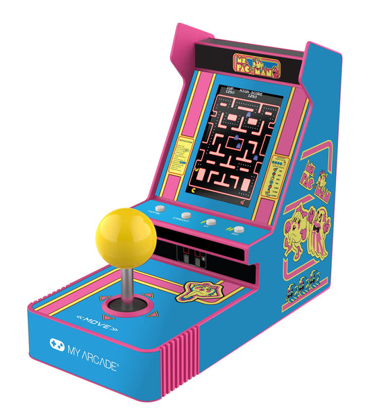 My Arcade Ms. Pac-Man Joystick with a 3.5-inch display for portable arcade play.