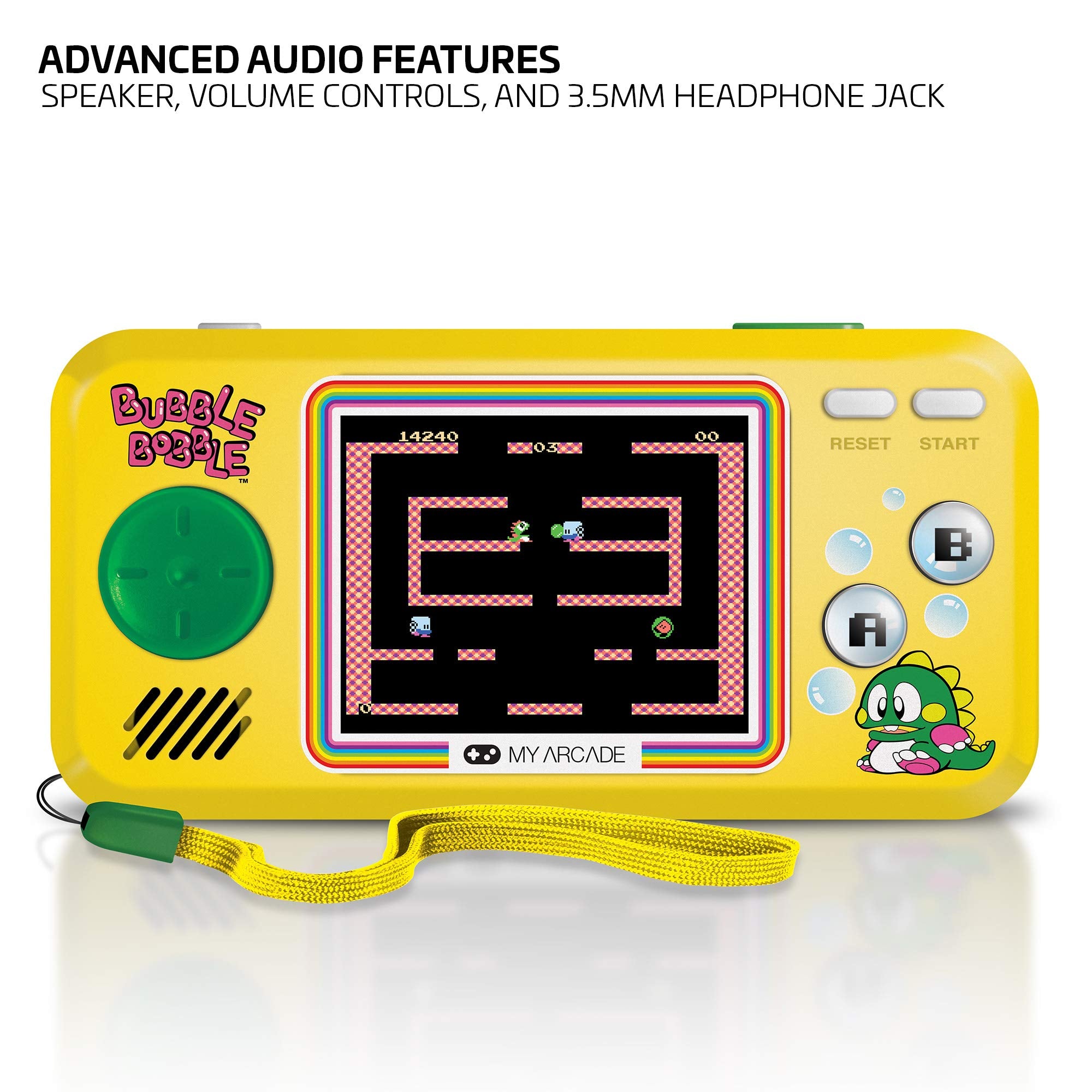 My Arcade Pocket Player headphone jack enables private play on the go.