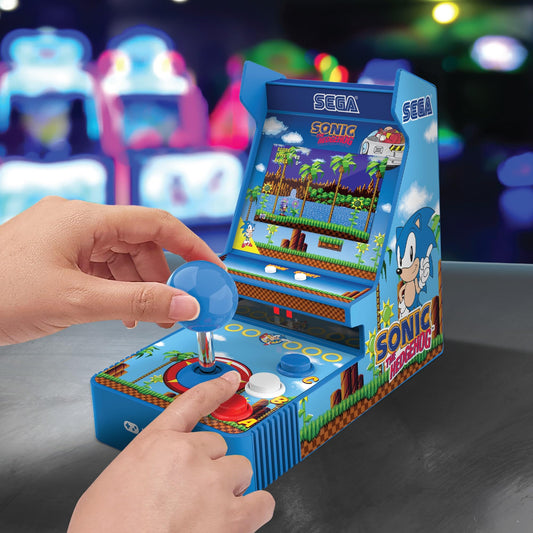 My Arcade Sonic Joystick Player rear view highlights compact portable design for travel