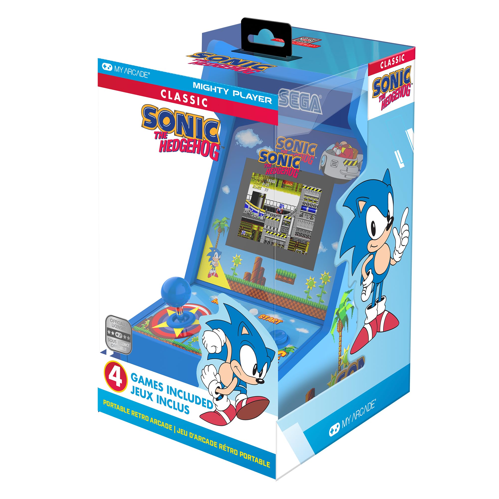 My Arcade Sonic Mighty Player controls close-up illustrating simple, intuitive layout