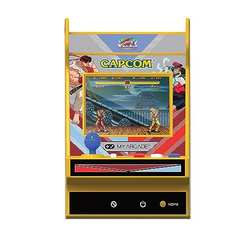 My Arcade Super Street Fighter II Nano Player Pro back view, portable nostalgia in hand