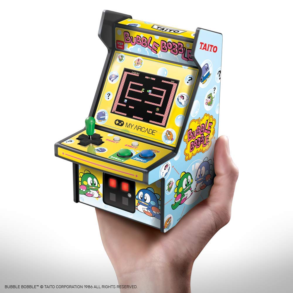 My Arcade Taito Micro Players Bubble Bobble original artwork echoes classic cabinets